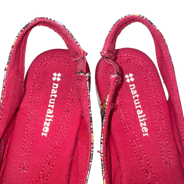 Naturalizer Women’s Red Multicolor Striped Slingback Bow Wedge Sandals Size 7M
