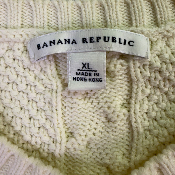 Banana Republic Womens Cream Cable Knit Sweater Soft Textured Design Size XL