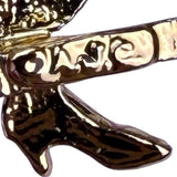 Vintage AJC Gold Tone Woman Vanity Mirror Brooch Signed Ornate Design Jewelry