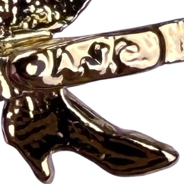 Vintage AJC Gold Tone Woman Vanity Mirror Brooch Signed Ornate Design Jewelry