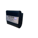 Genuine Leather Men’s Black Tri-Fold Wallet Multi-Window Pass Case Card Pockets