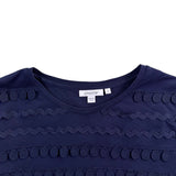 Chicos Womens Navy Cotton Blend Decorative Textured Top Size 1 USA M