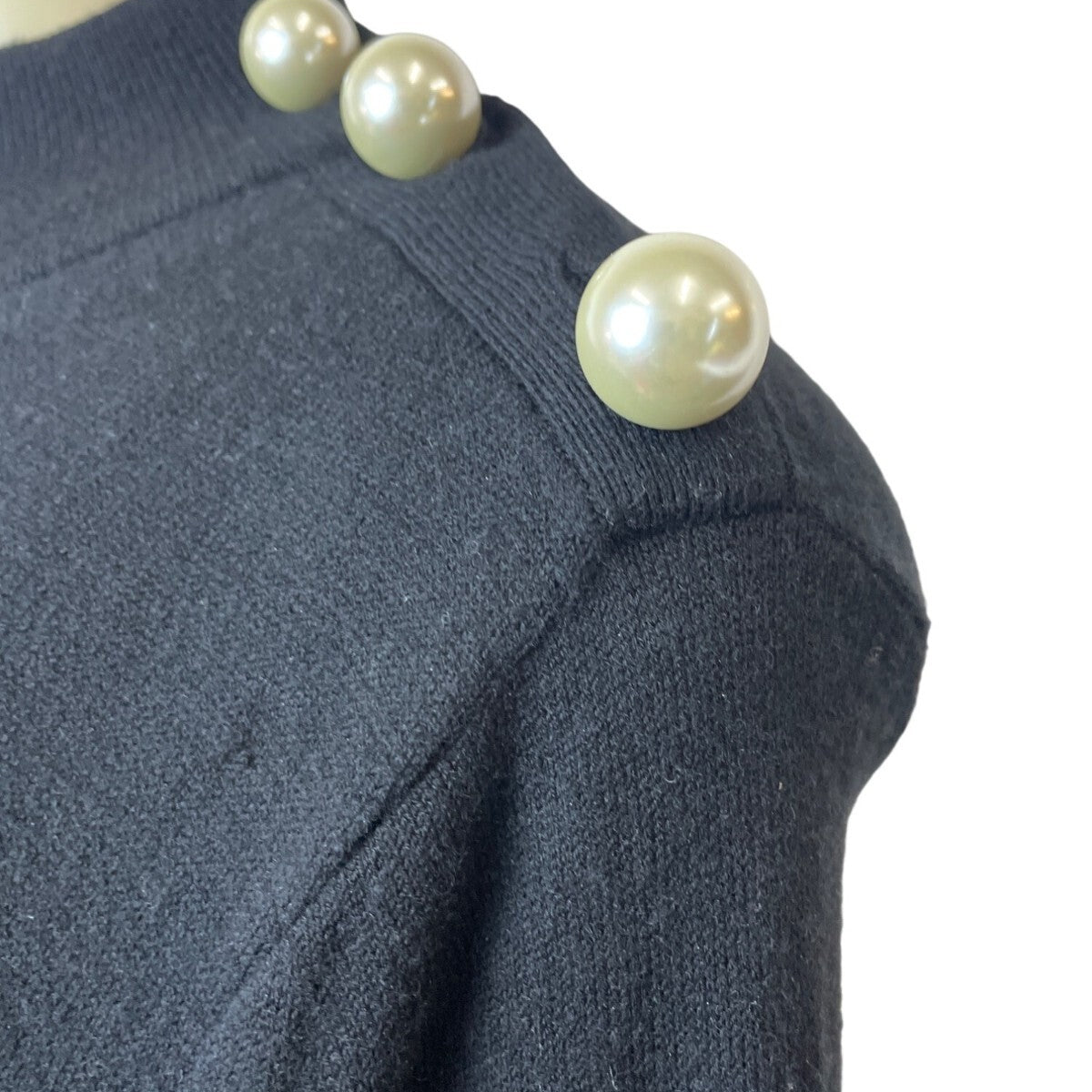 Kate Spade Broome Street Black Sweater With Lace Hem & Pearl Button Accents Sz M