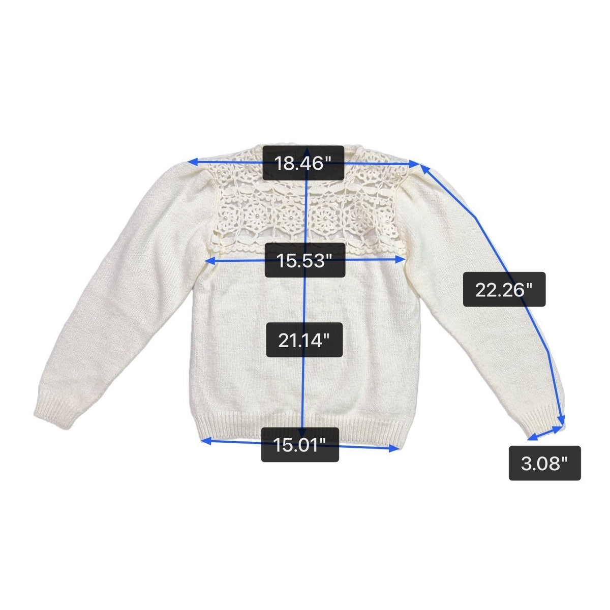 Marnie West Womens Ivory Yoke Long Sleeve Sweater Small Made In Hong Kong