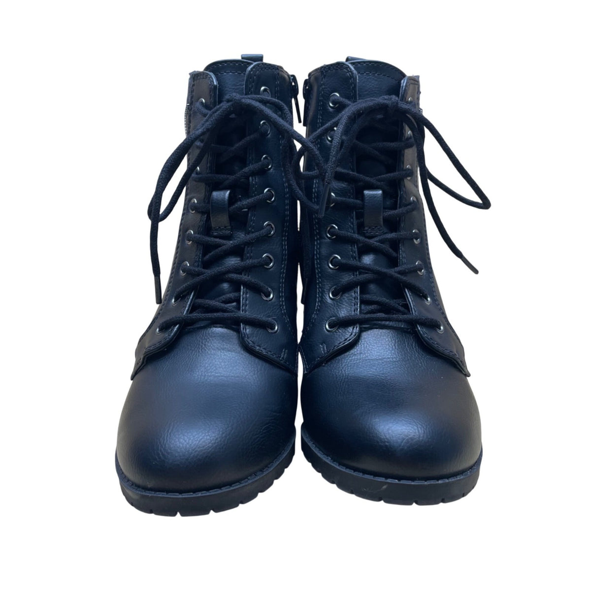 Kelly & Katie Women’s Black Faux Leather Lace-Up Ankle Boots Size 7M