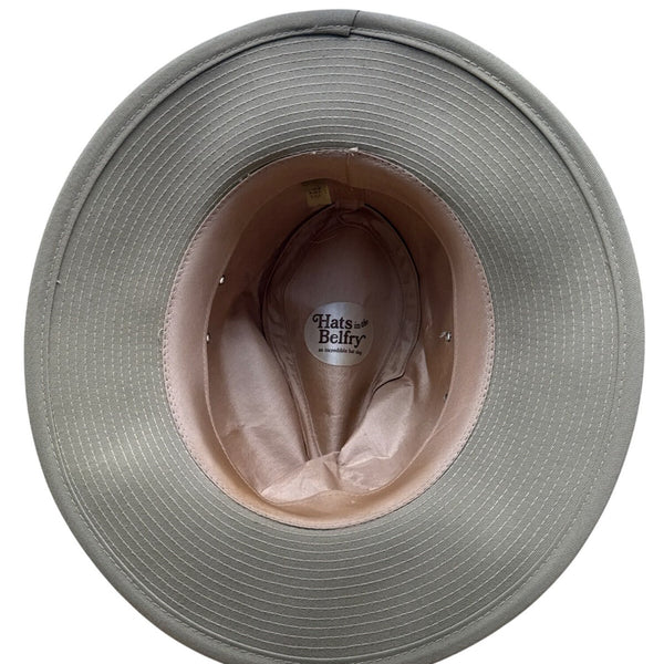 Hats In The Belfry Beige Wide Brim Fedora Western Hat With Black Band Size Large