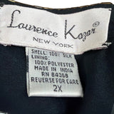 Lawrence Kazar Womens Black Beaded Silk  Jacket & Top Floral Embellished Sz 2X
