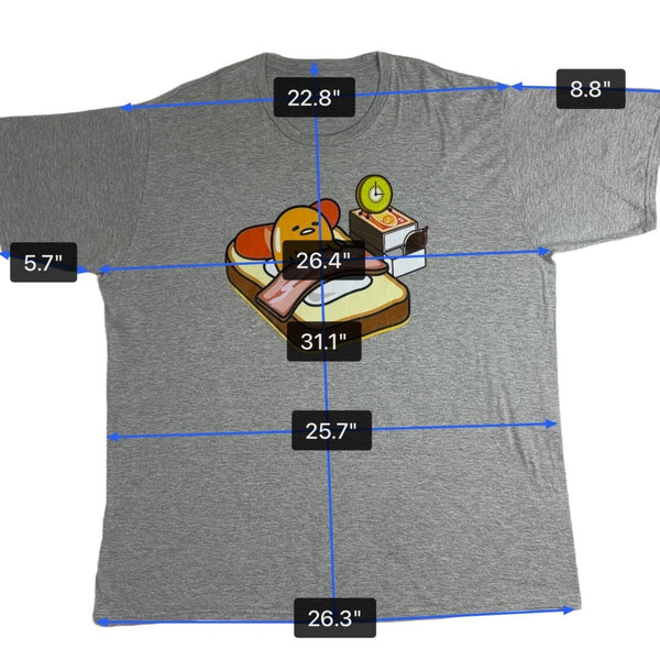 Sanrio Men Gray Cotton/Polyester Gudetama Graphic T-Shirt Humor Cute Design