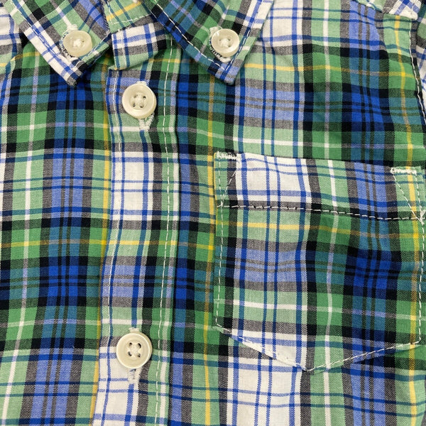Carters Baby Boys Green & Blue Plaid Button-Up Bodysuit Size 3M - New