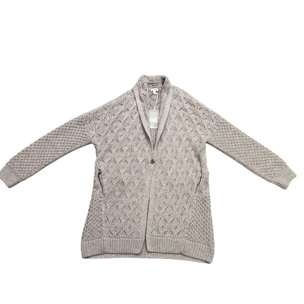 Garnet Hill Womens Gray Baby Alpaca Cardigan Sweater Button Front Textured Sz M
