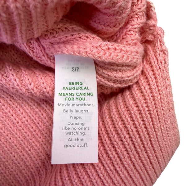 Aerie Womens Pink Ribbed Relaxed Fit & Half-Zip Knit Sweater Size SP