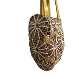 Handcrafted Women's Tropical Brown Circle Straw Braided Handbag Sz M
