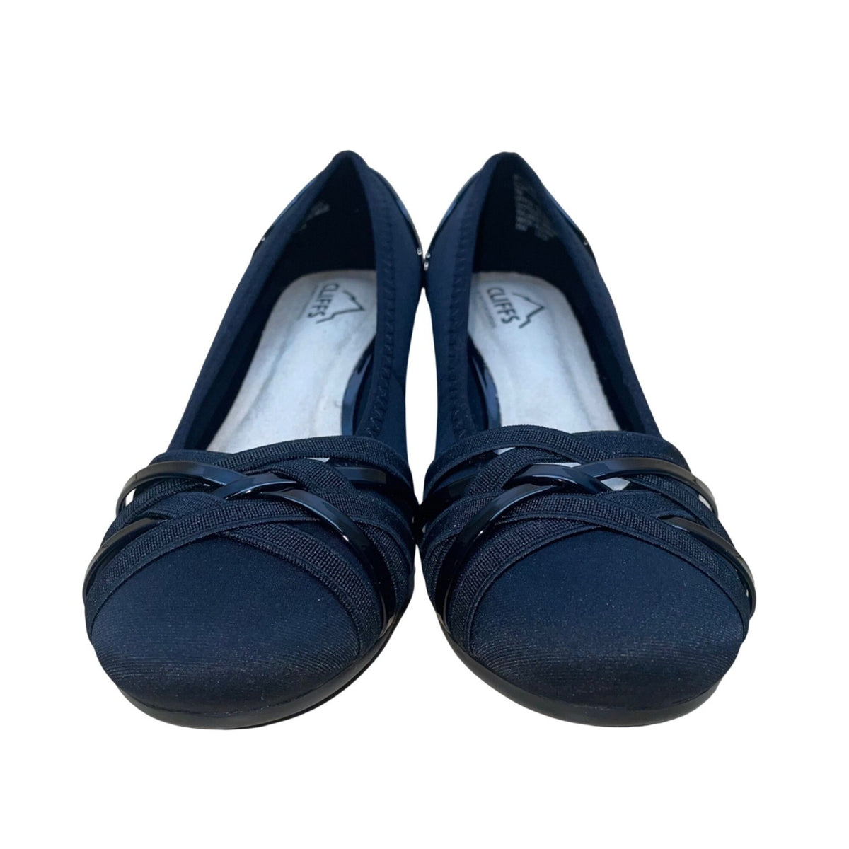 Cliffs By White Mountain Women’s Black Woven Detailing Bowie Wedge Flats Size 7M