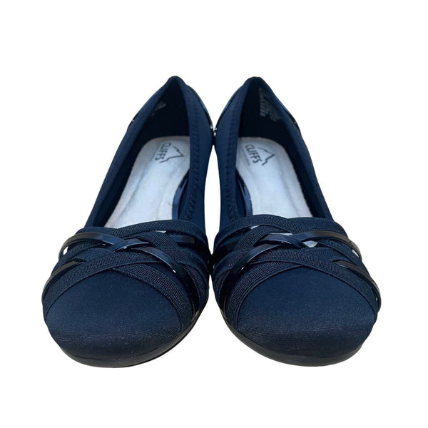 Cliffs By White Mountain Women’s Black Woven Detailing Bowie Wedge Flats Size 7M