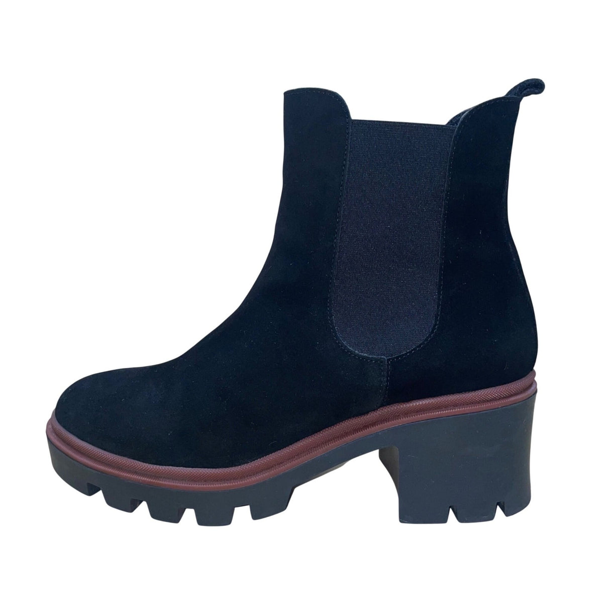 António De Faria Women’s Black Suede Lug Sole Chelsea Boots Size 8