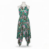 M&S Womens Green Floral Handkerchief Hem Dress Size EUR 40 - USA 9