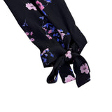 Cece Womens Black Floral  Off-Shoulder Top Sleeve Tie Detailing Size M 3/4