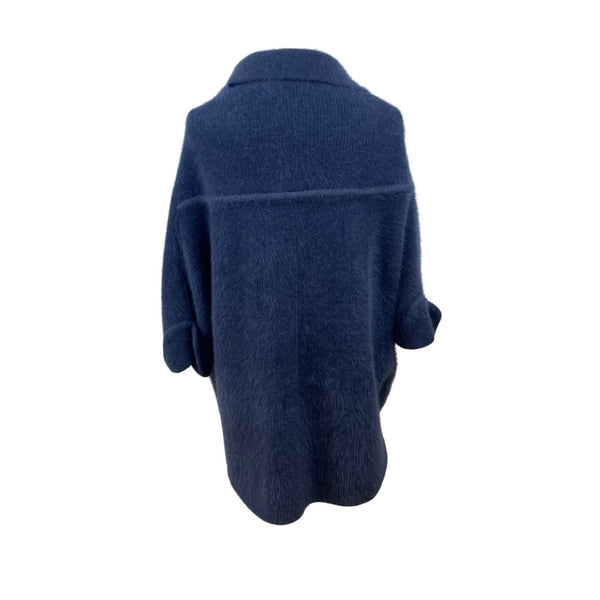 Womens Navy Blue/ Grey Wrap Cape Coat Oversized Style Sz 175/92A US L