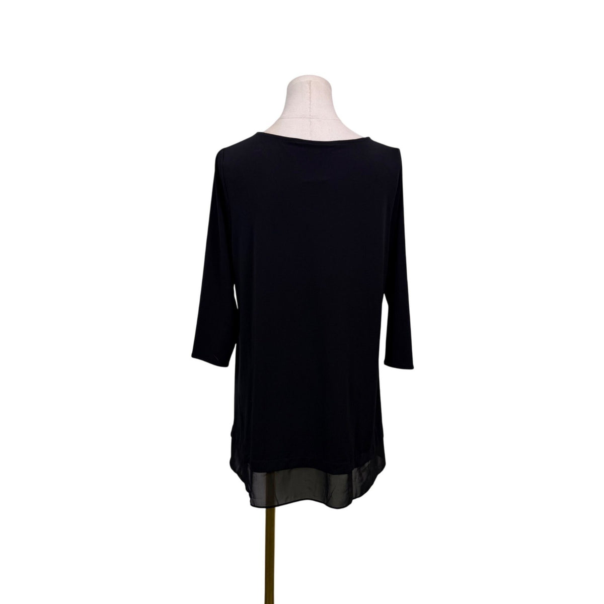 Alfani Womens Black Layered Hem Tunic Top 3/4 Sleeve Stretchy Lightweight Size S