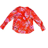 Talbots Women’s Red Floral Polyester Blend Long Sleeve V-Neck Blouse Sz M