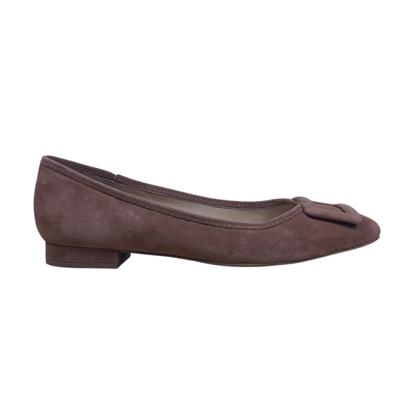Talbots Women’s Brown Suede Leather Avery Buckle Flats Shoes Size 8M