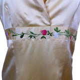 Gold Floral Embroidered Satin Sleeveless Womens Maxi Dress Classy Collar Design