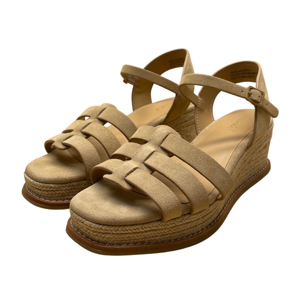 Splendid Women’s Beige Suede Adjustable Strap Espadrille Wedge Sandals Size 8M