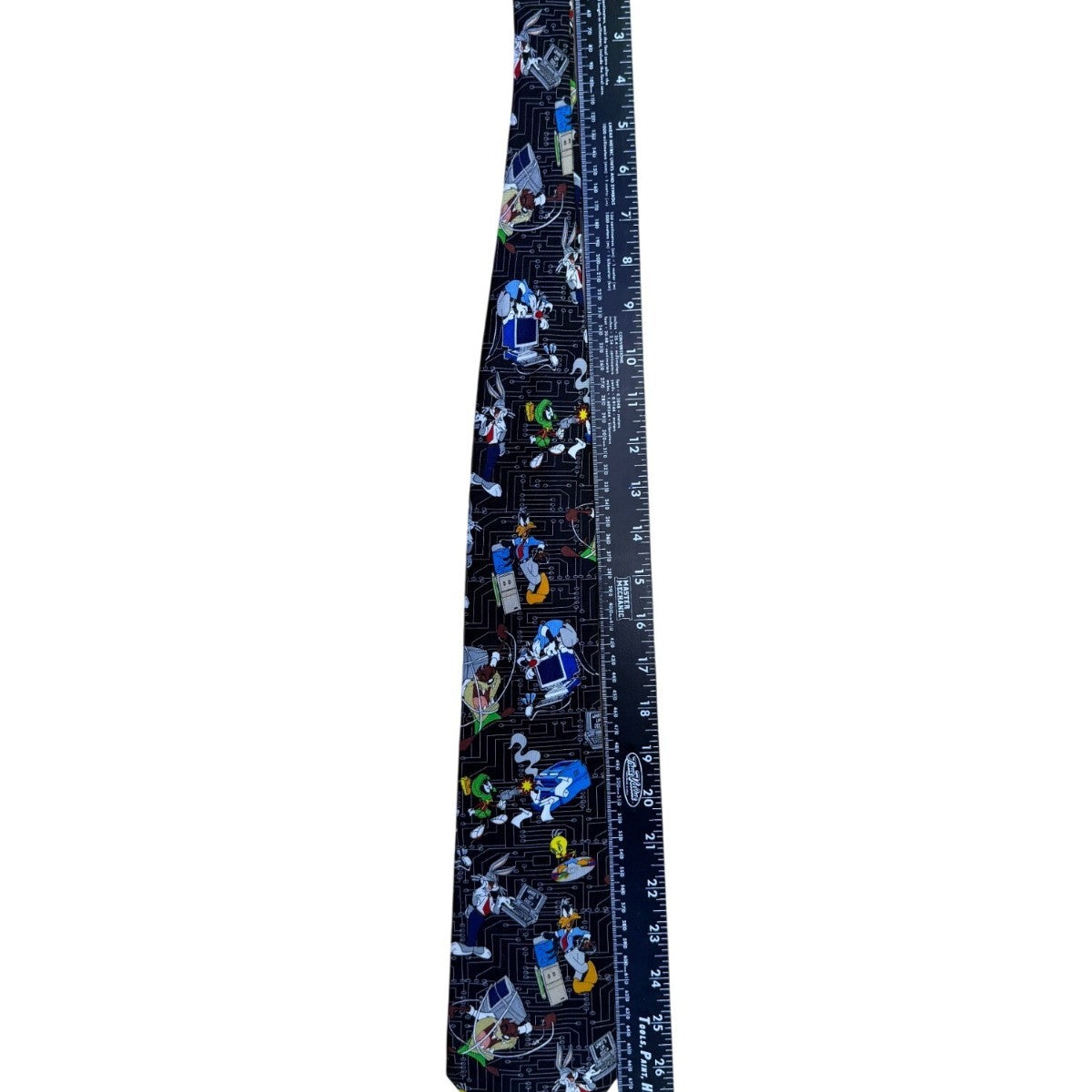Looney Tunes Mens Black Novelty Tie Circuit Board Character Print