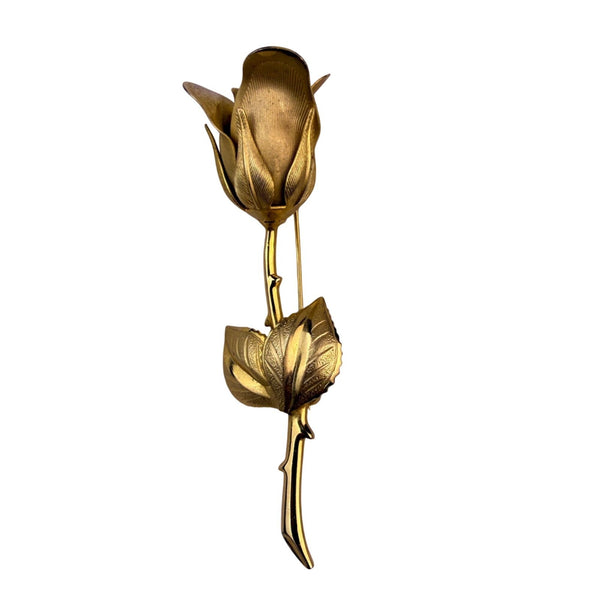 Giovanni Womens Gold Tone Rose Flower Brooch Pin Elegant Vintage Design Signed