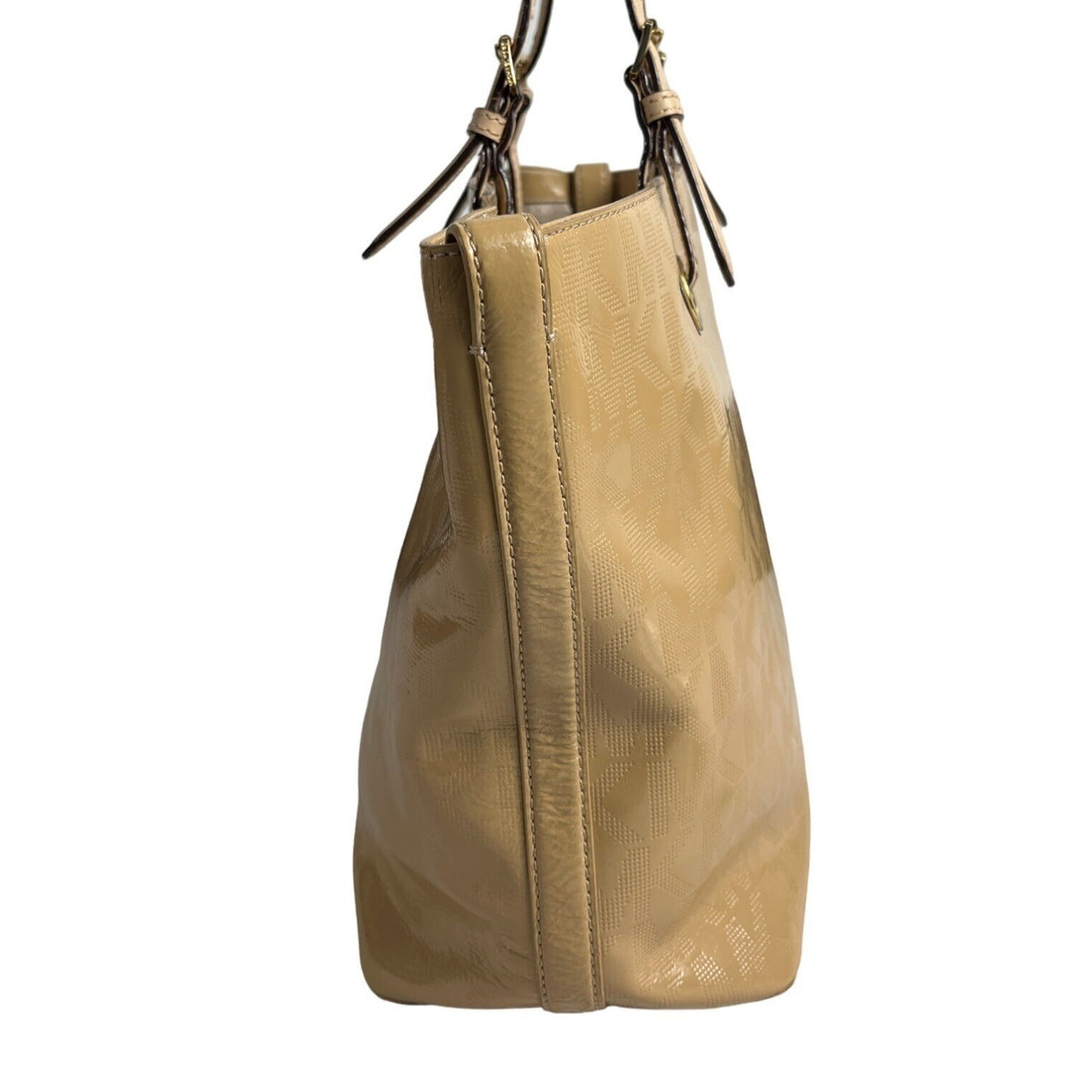 Michael Kors Women's Beige Logo Pattern Satchel Handbag Sz L