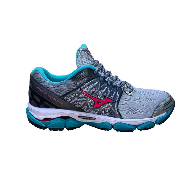 Mizuno Women’s Gray & Teal Mesh Wave Horizon Running Shoes Size 8