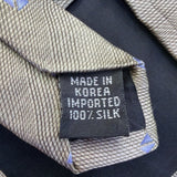 Van Heusen Men’s Gray & Blue 100% Silk Tie Geometric Pattern Made In Korea