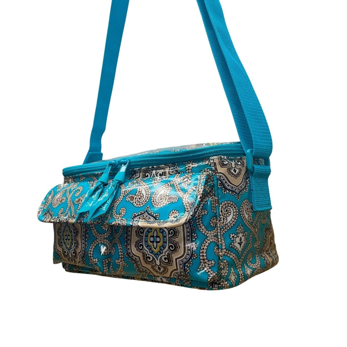 Vera Bradley Women’s Aqua & White Paisley Print Adjustable Strap Lunch Bag