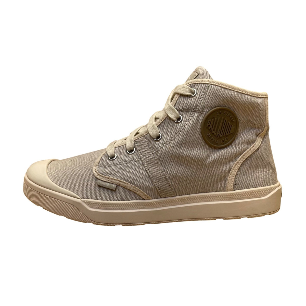 Palladium Women’s Gray Canvas Lace-Up Design High-Top Sneakers Size 9.5