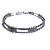 Sterling Silver 925 Italian Fence Design Bracelet Lobster Clasp