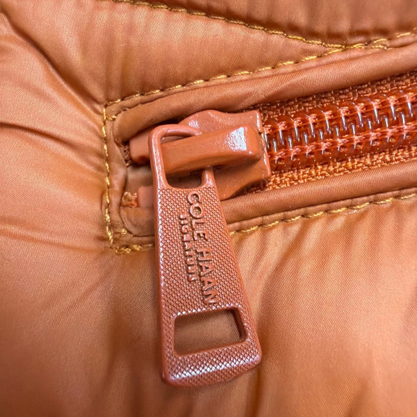 Cole Haan Mens Orange Quilted Puffer Vest With Zip Pockets Lightweight Sz M