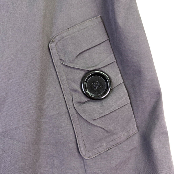 Hazelhazel Women Gray Cotton Puff Sleeve Trench Coat Button Front Size S
