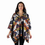 Pinko Womens Multicolor Wool Blend Hooded Poncho Geometric Pattern One Size