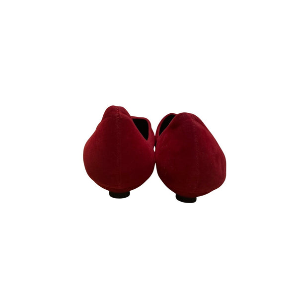 Xin Ma Women’s Red Faux Suede Slip-On Pointed Toe Ballet Low Heels Size 25