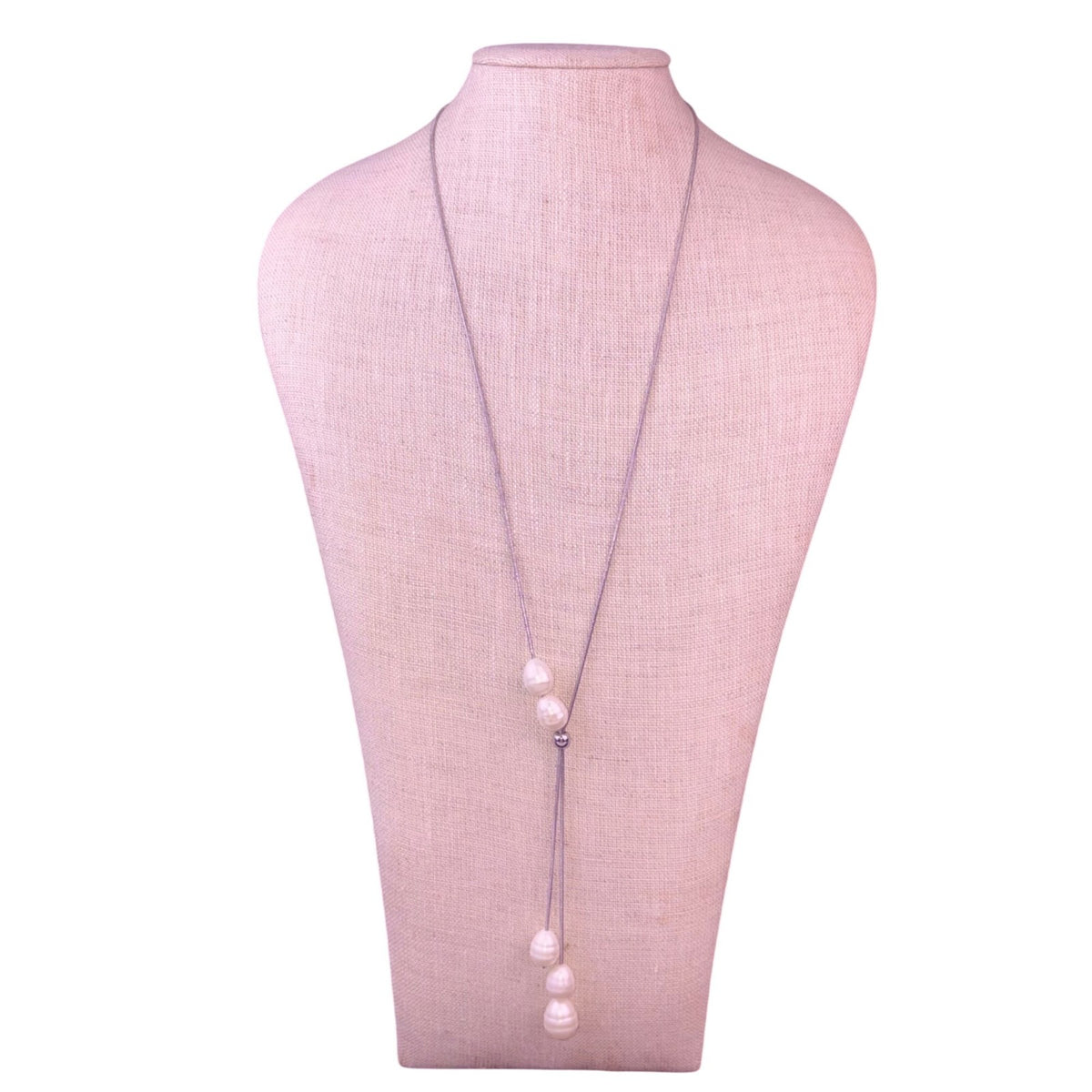 Chico’s Women Silver Tone Faux Pearl Adjustable Sliding Long Necklace