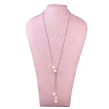 Chico’s Women Silver Tone Faux Pearl Adjustable Sliding Long Necklace