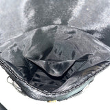 Handcrafted Women's Black Beaded Flowers Pattern Handbag Clutch Sz S