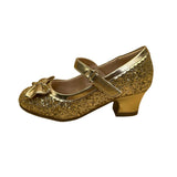 K Komforme Girls Gold Glitter Mary Jane Bow Dress Shoes Size 10.5M