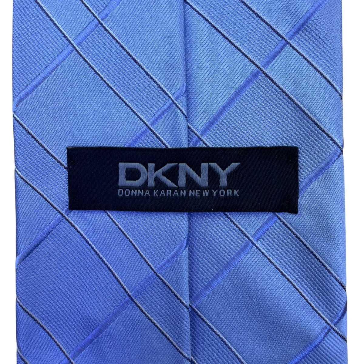 DKNY Mens Blue 100% Silk Plaid Neck Tie Made In USA Elegant Business Accessory