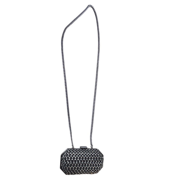 H&M Women's Black Studs and Rhinestone Crossbody Evening Clutch Sz S - EUC