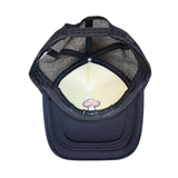 D&Y Unisex Black/White Polyester Trucker Hat  Mushroom Embroidery Snapback OS