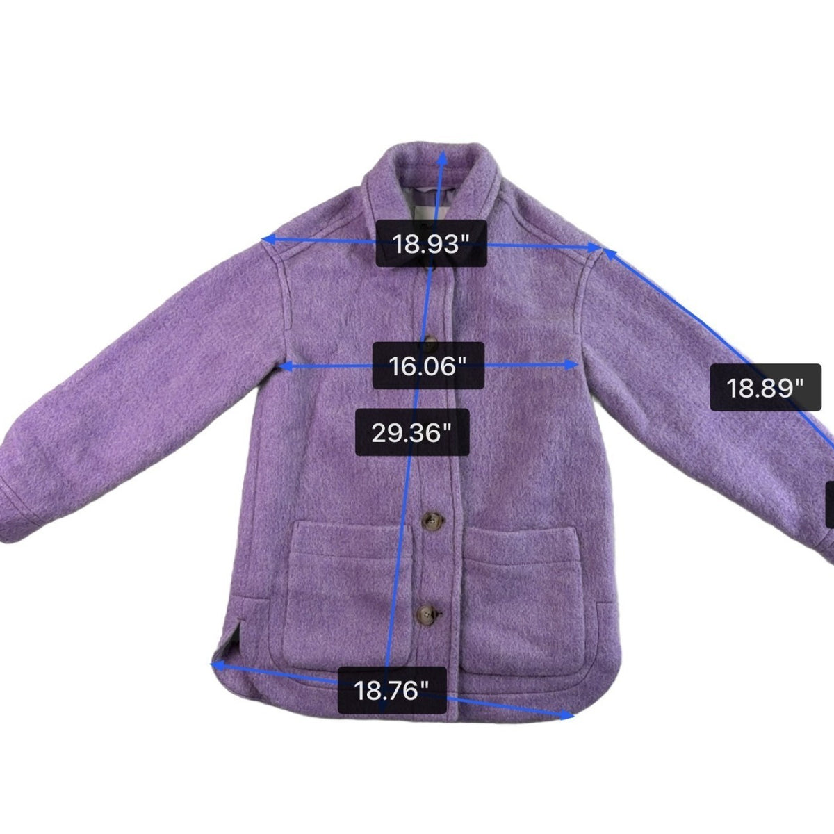 Madewell Womens Lavender Button-Up Coat With Dual Pockets & Lining Sz XS