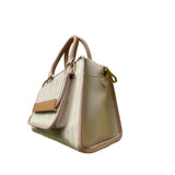 Ted Baker Women’s Pink & Cream Patent Stripe Detail Dual Top Handles Satchel