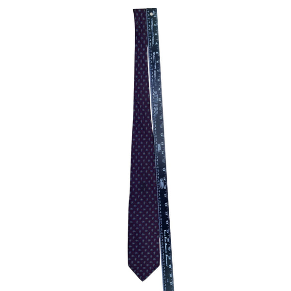 Robert Talbott Mens Purple Silk Necktie Paisley Print 57" Length Classic Style
