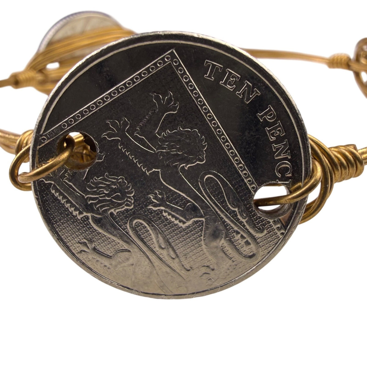 1983 Handmade Womens Silver & Gold-Tone Coin Bracelet Adjustable UK 10p Coins